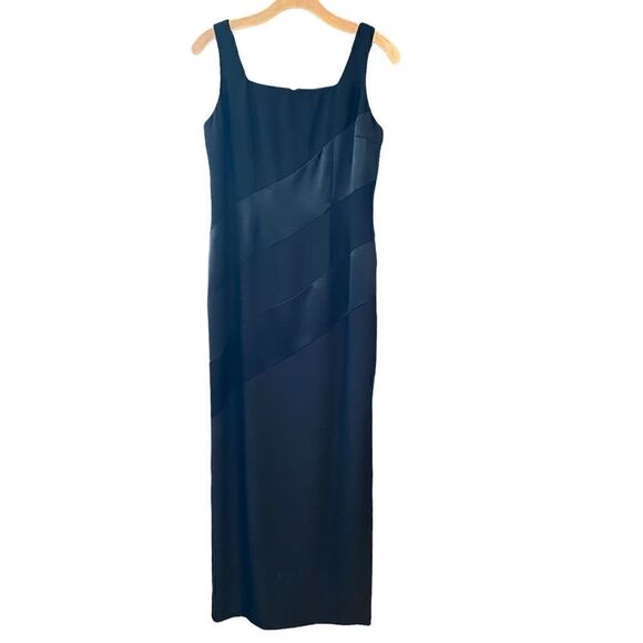 Adrianna Papell 6 Black Sexy Tank Style Triple Stripe Vintage Evening Gown - Picture 1 of 8